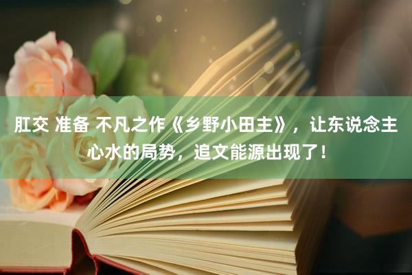 肛交 准备 不凡之作《乡野小田主》，让东说念主心水的局势，追文能源出现了！