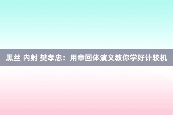 黑丝 内射 樊孝忠：用章回体演义教你学好计较机